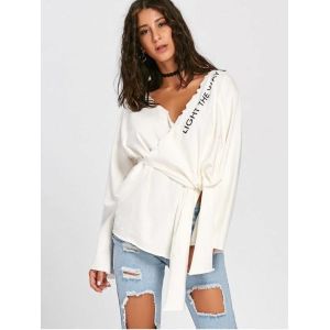 Spring Letter Pattern Long Sleeve Knitted Tip Top Women