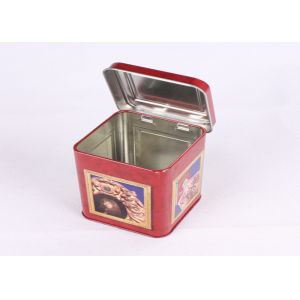 Food grade Tinplate Metal Square Coffee Tins Box Containers With Hinged Lid