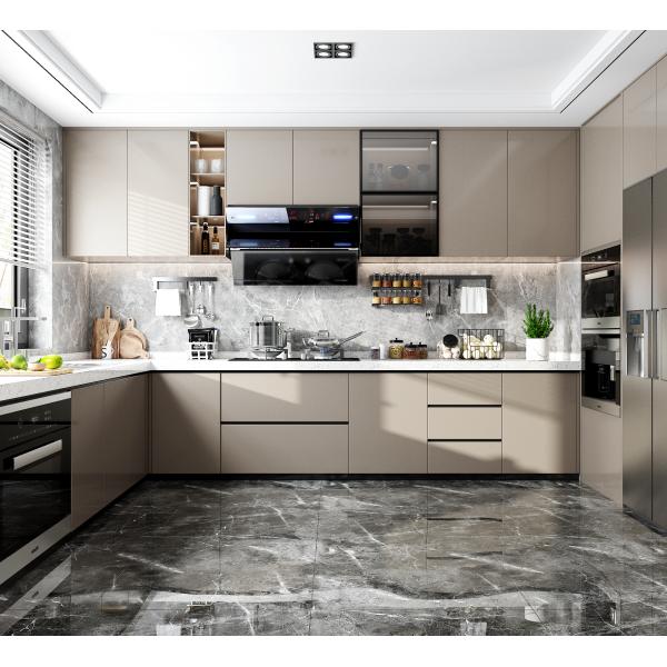 Modern U Shape Kitchen Furniture With MDF Matte Lacquer Countertop Island