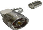 6 Ghz Male N Type RF Connector , Crimp Right Angle Coax Connector Vibration