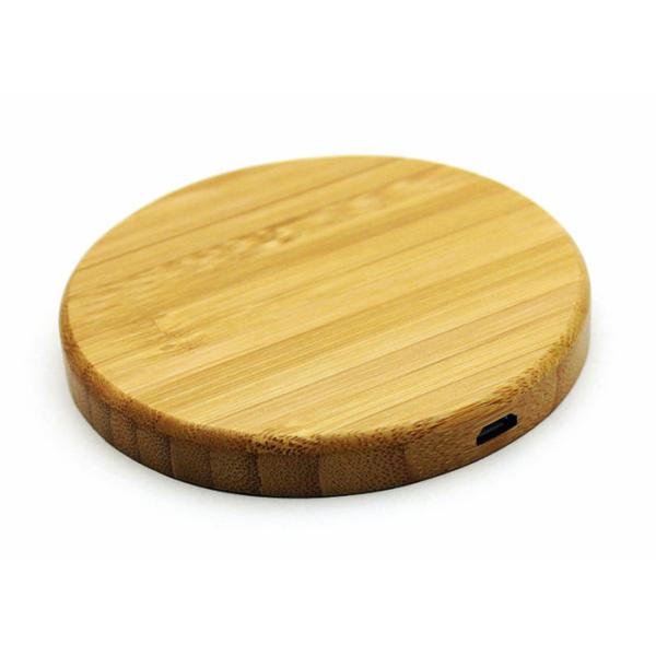 Wireless Charging Round Shape Power Bank Maple Wooden Bamboo Material