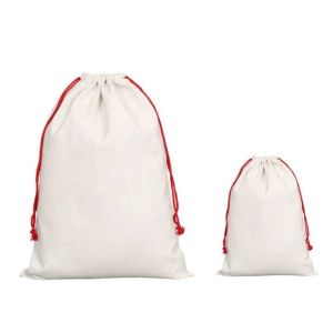 Custom Logo Linen Sublimation Drawstring Bag Santa Sacks Sublimation Blank