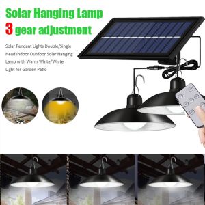 Solar LED Pendant Lights Outdoor IP65 Waterproof Double Head Indoor Solar Wall