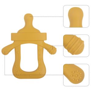 Yellow Milk Bottle Silicone Baby Teething Toys 0-12 Months Age Range