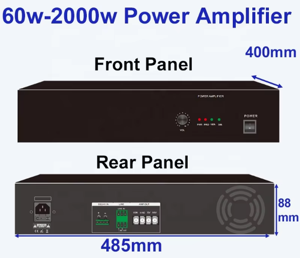 Rectangle 60W Audio Power Amplifier 80-16KHZ Power Audio Amplifier