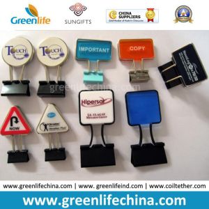 olorful Rectangle Plastic Sheet W/Custom Logo Office Binder Clips