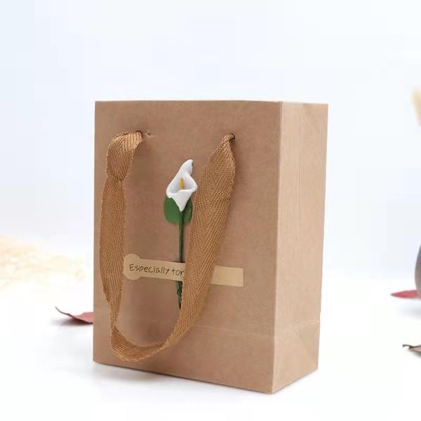 Quality ISO 15x8x20cm Screen Printing Present Paper Bags With Flower wholesale