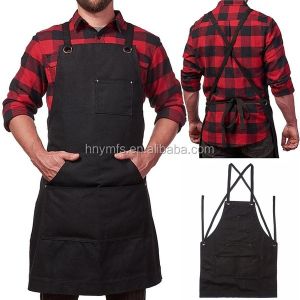 Fireproof Fabric BBQ Grill Black Chef Work Uniform With Pockets Custom Made Size