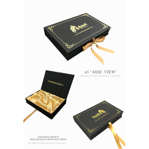 Personalized Magnetic Closure Gift Box Black Color With Custom Gold Stamping