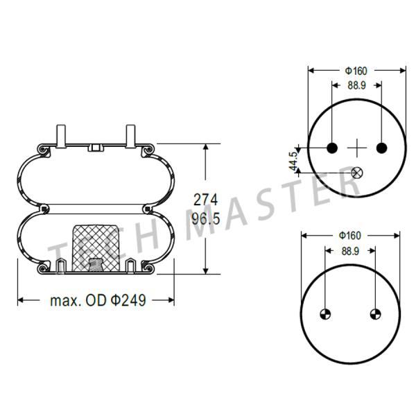 Double Industrial Air Springs for Firestone W01-358-6905 , Goodyear 2B9-206
