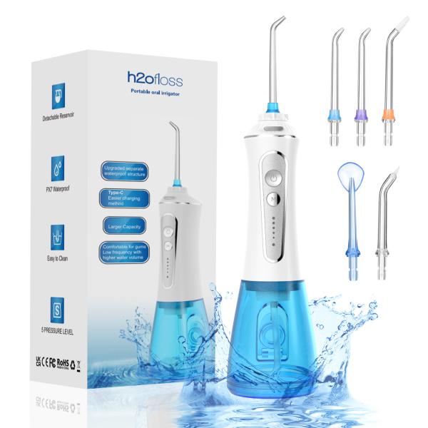 IPX7 Waterproof Rechargeable Water Flosser with 40-110 PSI Water Pressure and