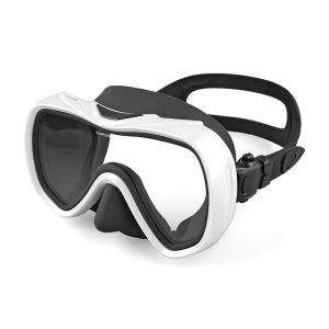 China Deep Sea Freediving Snorkel Mask Underwater Liquid Silicone Reinforced PC Frame on sale