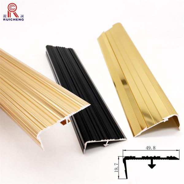 Quality Rubber Insert Anodized Aluminum Stair Nosing Non Slip 0.4mm - 5mm Thickness wholesale