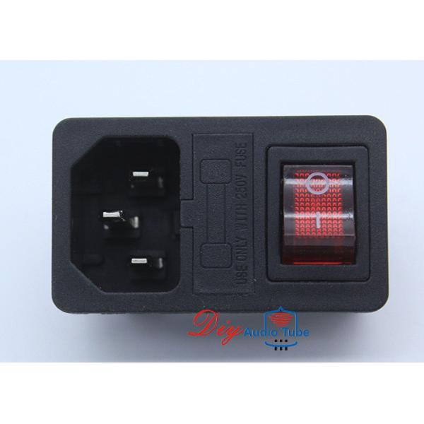 ON-OFF Rocker Switch IEC320 AC Power receptacle mains socket with Fuse holder