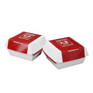 Fashionable Foldable White Cardboard Disposable Food Burger Box with Customized