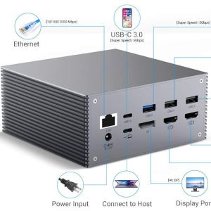 Cheap 12-in-1 Gray Alumilum USB C Docking Station For Windows MacOS And Linux - 4K 60Hz Display Resolution for sale
