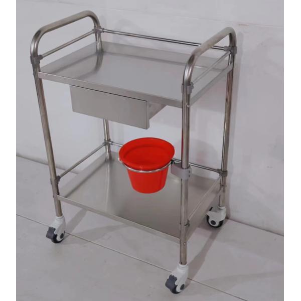 Quality Heavy Duty 2-Shelf Stainless Steel Procedure Cart with Pull-Out Drawer Bucket wholesale
