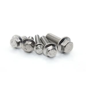 Stainless Steel DIN6921 Serrated Flange Bolts with Plain Finish and 100%