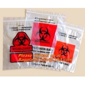PE Biohazard Bag with zip,plastic biohazard zipper lock bag, Kangaroo Zipper Bag