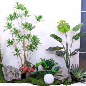 No Caring Artificial Landscape Trees With Lily Bamboo Monstera Small Plants