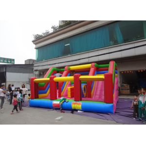 Double Lane Commercial Inflatable Slide Obstacle And Playground Inside