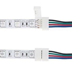 Quick Connect Led Strip Connector Rgb Dual Head Solder Free 17cm