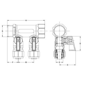 Max.16bar Brass Manifold Valve 3/4"xD16 Brass 4 Way Manifold Distrustion