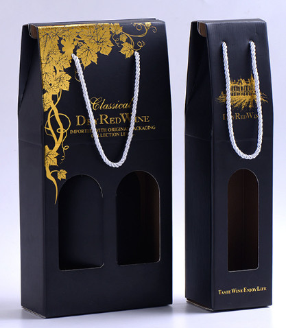 Manufacturer corrugated paper gift box custom portable wine box double pack wine box packaging box