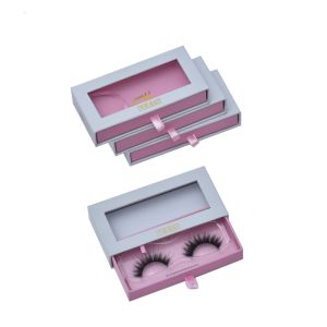 Pink False Eyelashes Luxury Packaging Boxes Handmade Drawer With Blister Tray