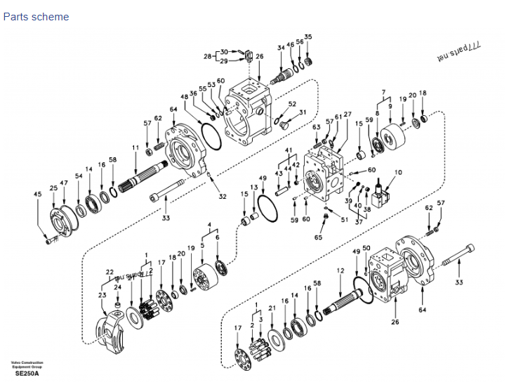 Detailed view of hydraulic pump assembly