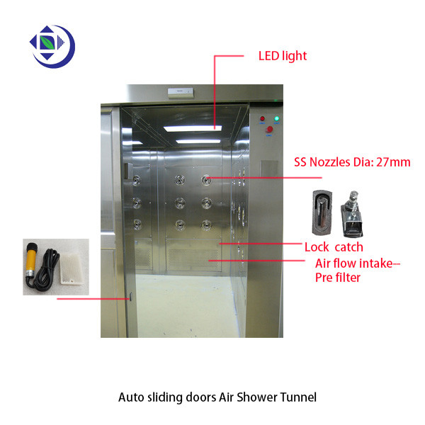 Quality One Person Mirror SS304 Air Shower Room With UV Light Three Side Blowing wholesale