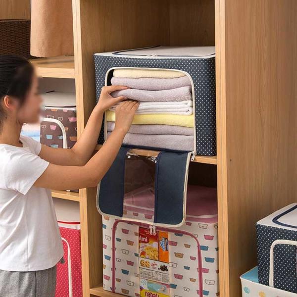 100L Dustproof Fabric Storage Box With Lid , Stackable Storage Containers For