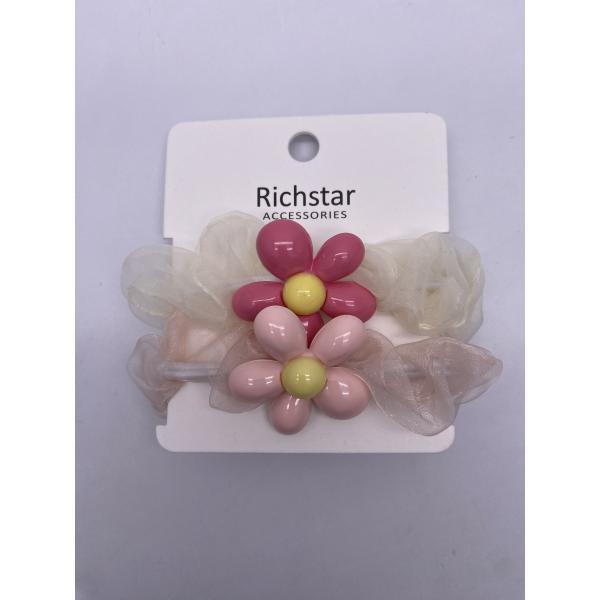 Clip Fastening Durable Flower Scrunchies with Multiple Usage for Kids and Plain