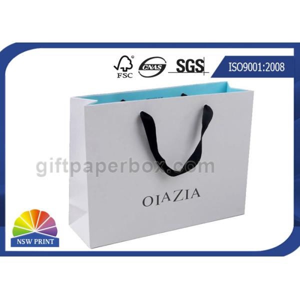 Quality Grosgrain / Cotton Handle Shopping Paper Bags For Retail Promotion wholesale