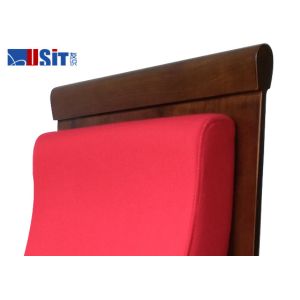 High End Wooden Auditorium Theater Seating Red Color With Single Steel Leg