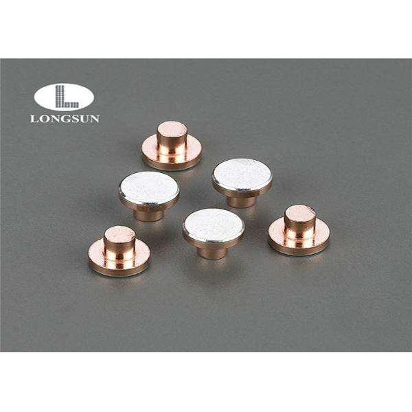 Quality Pure Silver Contacts Electrical Solid Moving Contact Tips , Round Head Copper Rivets wholesale