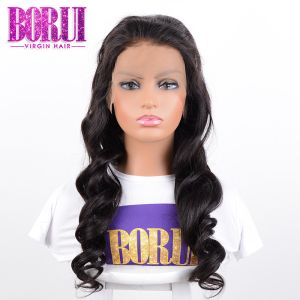 Custom Unprocessed Cuticle Aligned Virgin Hair , Transparent Loose Wave Lace Wig