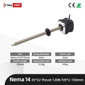 35mm Micro Hybrid Threaded Rod Nema 14 Lead Screw Linear Stepper Motor For 3D