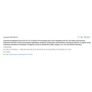 Entry 72 of Commission Regulation (EU) 2018/1513 amending Annex XVII of REACH Regulation (EC) No 1907/2006