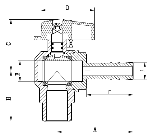 Aluminium Handle Male X Hose Connector Brass Gas Valves