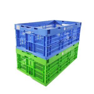 Rectangle Collapsible Moving Boxes Bins Plastic Folding Crate Mesh 600x400x255mm