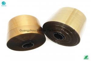 Cheap Long Adhesive BOPP / PET Chocolate Tear Strip Tape Gold Line Color 1.6mm for sale
