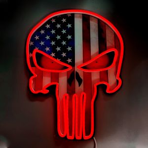 China Neon Signs House Bar Decoration Skull Art Neon Sign Silicone Piping Clear Acrylic Board on sale