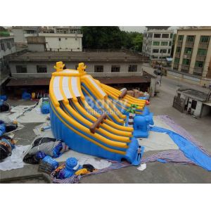 Yellow And Blue Spongebob Inflatable Water Slides For Pool With Digital Printing