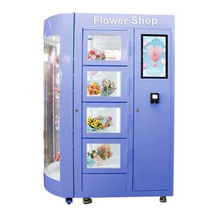 360 Rotation Flower Vending Machine With Transparent Shelf Refrigerated