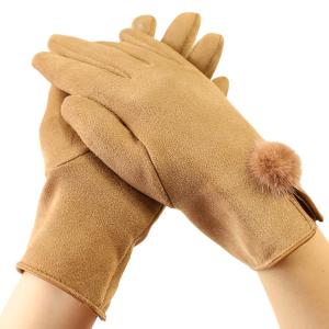 Cheap Nylon Suede Winter Warm Gloves Women Sensitive Screen Touch Finger Driving for sale