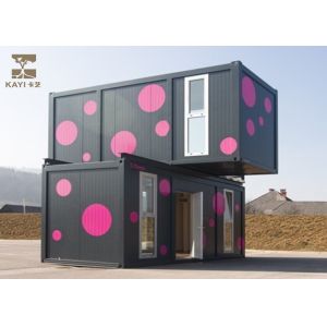 Pink And Black Prefabricated Container House Temporary Dormitory With Internal