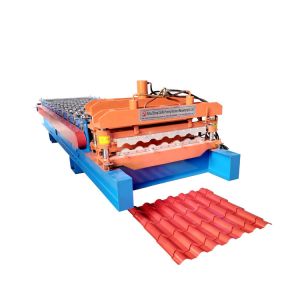 Bamboo Glazed Roof Tile Roll Forming Machine Metal Steel Step Tile Making
