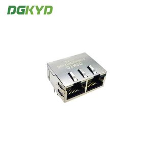 RJ45 Cat6 connector dual port 1x2 100M rj45 transformer modular jack network led