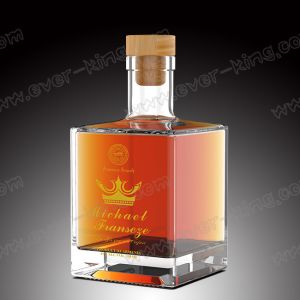 Square Crystal White Flint Brandy Drinking Bottle Customed 500 ML